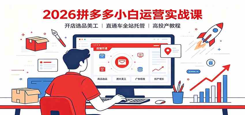 2026拼多多小白运营实战课：开店选品美工，直通车全站托管高投产教程-知行阁轻创网-分享网络赚钱项目-全网首发副业项目实操平台-副业创业项目网