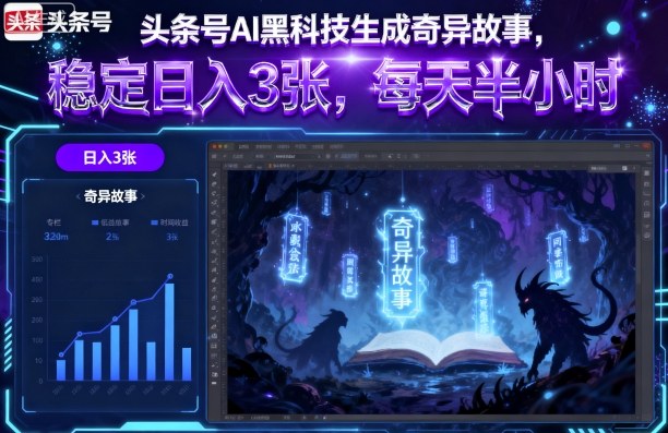 头条号AI黑科技生成奇异故事，稳定日入3张，每天半小时-知行阁轻创网-分享网络赚钱项目-全网首发副业项目实操平台-副业创业项目网