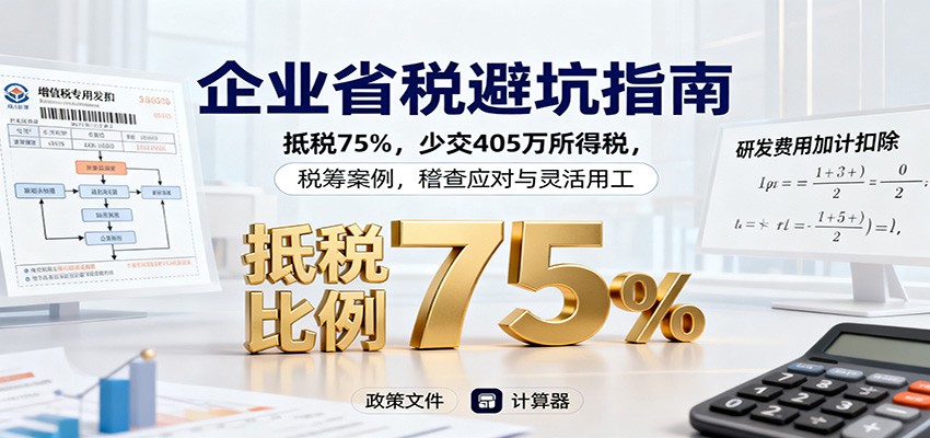 企业省税避坑指南：抵税75%，少交405万所得税，税筹案例，稽查应对与灵活用工-知行阁轻创网-分享网络赚钱项目-全网首发副业项目实操平台-副业创业项目网