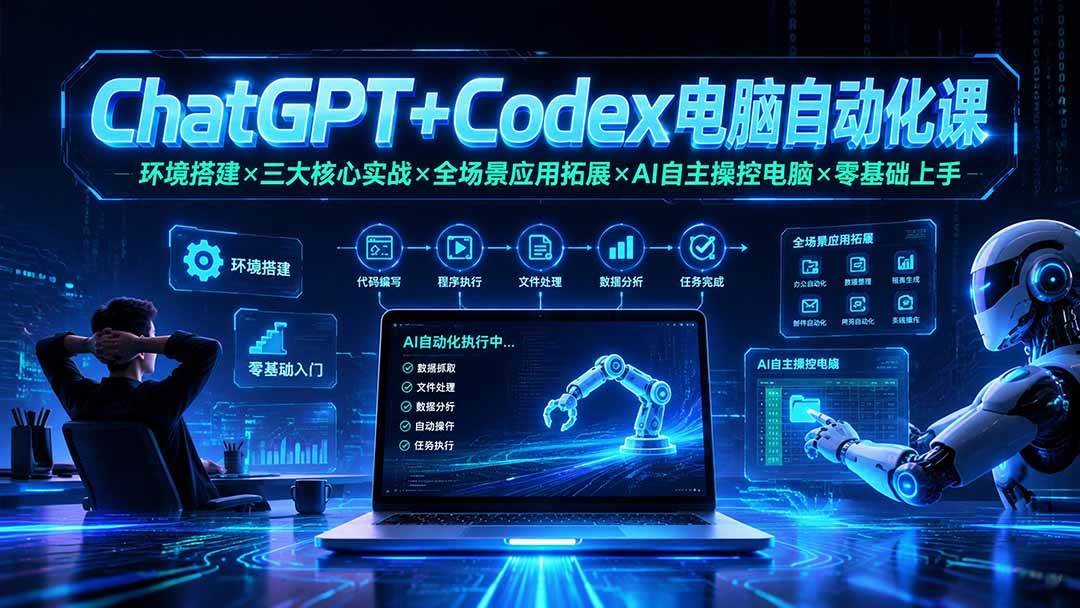 （19583期）ChatGPT+Codex电脑自动化课：环境搭建×三大核心实战×全场景应用拓展×AI自主操控电脑×零基础上手-知行阁轻创网-分享网络赚钱项目-全网首发副业项目实操平台-副业创业项目网