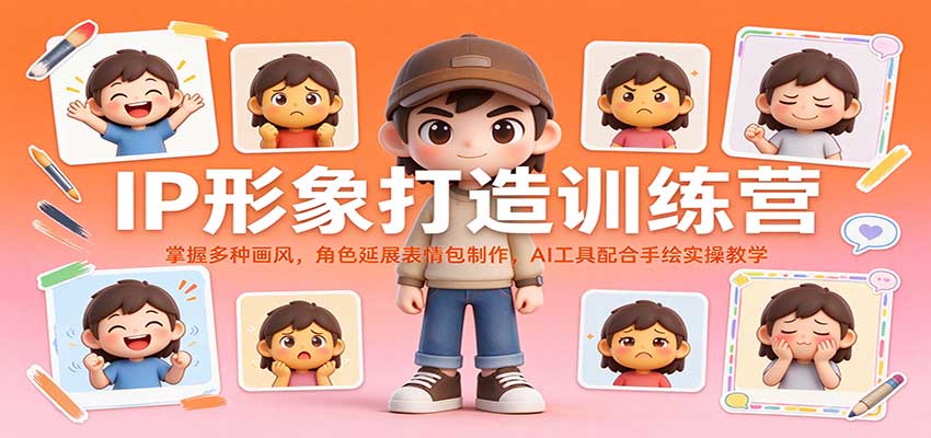 IP形象打造训练营：掌握多种画风，角色延展表情包制作，AI工具配合手绘实操教学-知行阁轻创网-分享网络赚钱项目-全网首发副业项目实操平台-副业创业项目网
