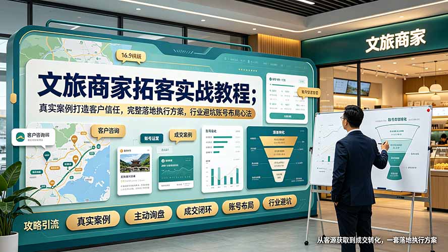 文旅商家拓客实战教程；真实案例打造客户信任，完整落地执行方案，行业避坑账号布局心法-知行阁轻创网-分享网络赚钱项目-全网首发副业项目实操平台-副业创业项目网