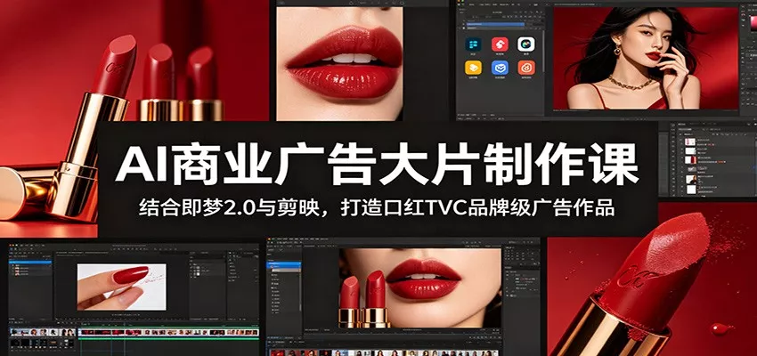 AI商业广告大片制作课:结合即梦2.0与剪映,打造口红TVC品牌级广告作品-知行阁轻创网-分享网络赚钱项目-全网首发副业项目实操平台-副业创业项目网