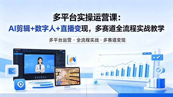 （18193期）某团队多平台实操运营课-更新26年4月25：AI剪辑+数字人+直播变现，多赛道全流程实战教学-知行阁轻创网-分享网络赚钱项目-全网首发副业项目实操平台-副业创业项目网