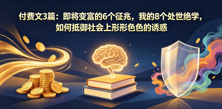 付费文3篇：即将变富的6个征兆，我的8个处世绝学，如何抵御社会上形形色色的诱惑-知行阁轻创网-分享网络赚钱项目-全网首发副业项目实操平台-副业创业项目网
