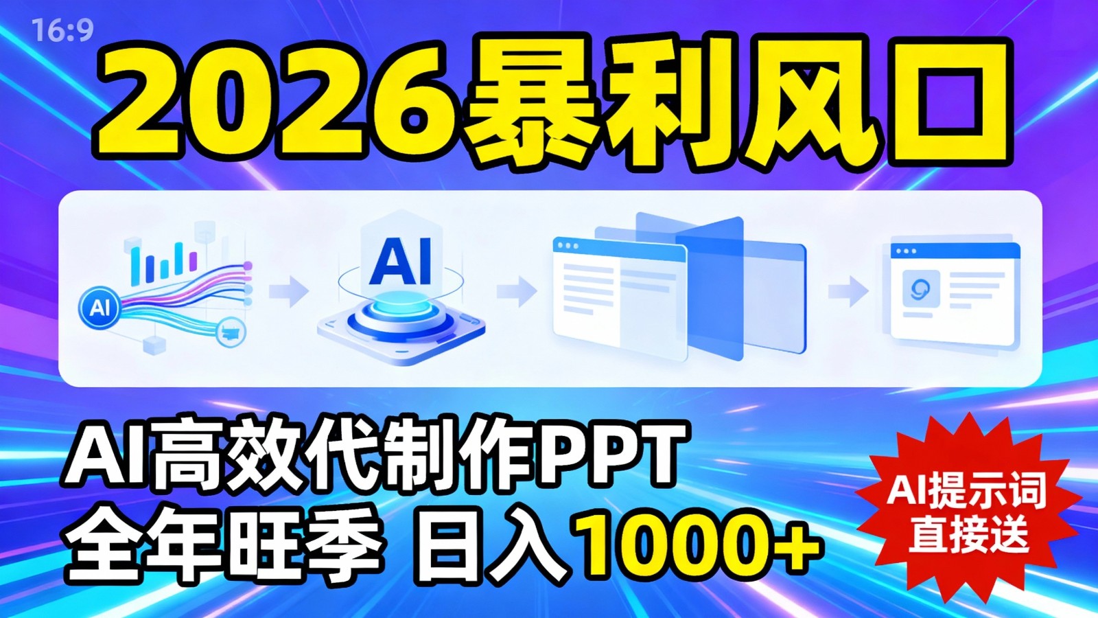 2026暴利！用AI高效代制作 PPT，全年旺季，日入 1000+，提示词直接送！-知行阁轻创网-分享网络赚钱项目-全网首发副业项目实操平台-副业创业项目网