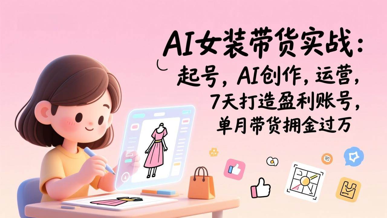（17088期）AI女装带货实战：起号，AI创作，运营，7天打造盈利账号，单月带货佣金过万-知行阁轻创网-分享网络赚钱项目-全网首发副业项目实操平台-副业创业项目网