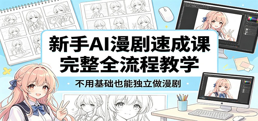新手AI漫剧速成课：完整全流程教学，不用基础也能独立做漫剧-知行阁轻创网-分享网络赚钱项目-全网首发副业项目实操平台-副业创业项目网
