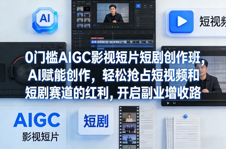 0门槛AIGC影视短片短剧创作班，AI赋能创作，轻松抢占短视频和短剧赛道的红利，开启副业增收路-知行阁轻创网-分享网络赚钱项目-全网首发副业项目实操平台-副业创业项目网