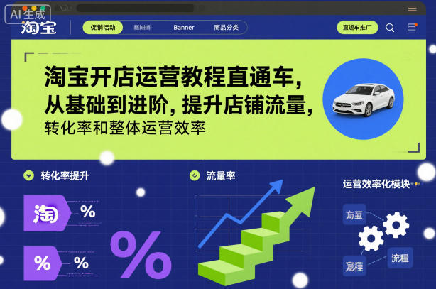 淘宝开店运营教程直通车，从基础到进阶，提升店铺流量，转化率和整体运营效率（更新26年4月20日）-知行阁轻创网-分享网络赚钱项目-全网首发副业项目实操平台-副业创业项目网