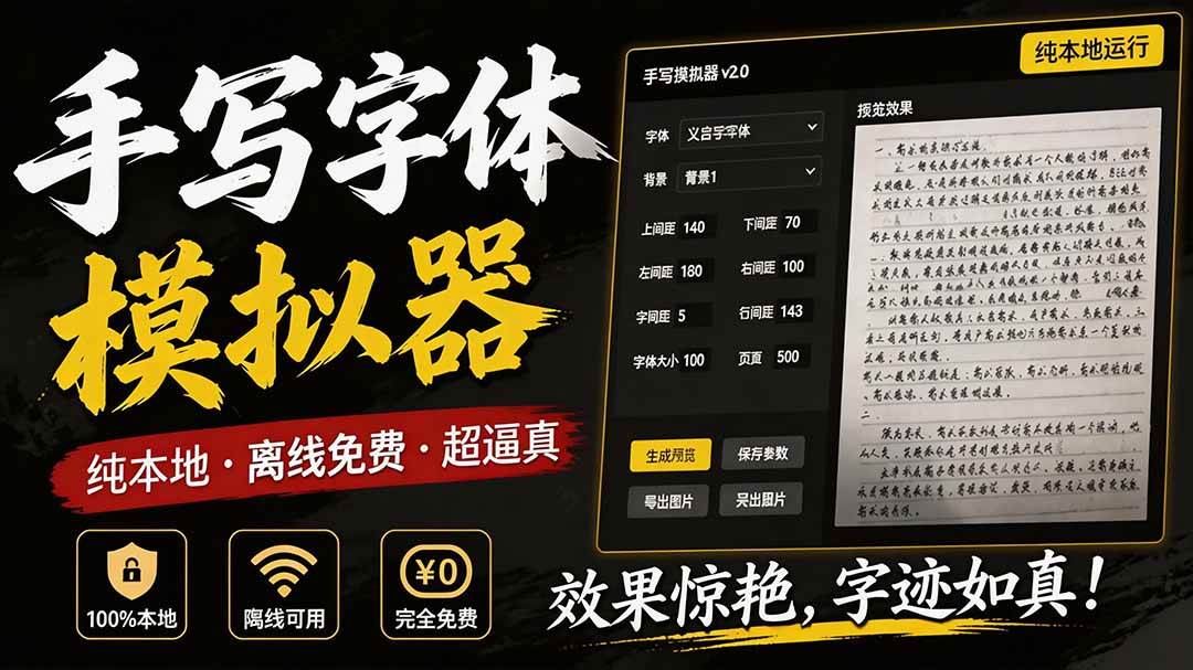 (19810期)罚抄神器!罚抄10万字都不在怕了,手写字体模拟生成器,附带新整理背景图和字体,纯本地离线运行 (19810期)罚抄神器!罚抄10万字都不在怕了,手写字体模拟生成器,附带新整理背景图和字体,纯本地离线运行