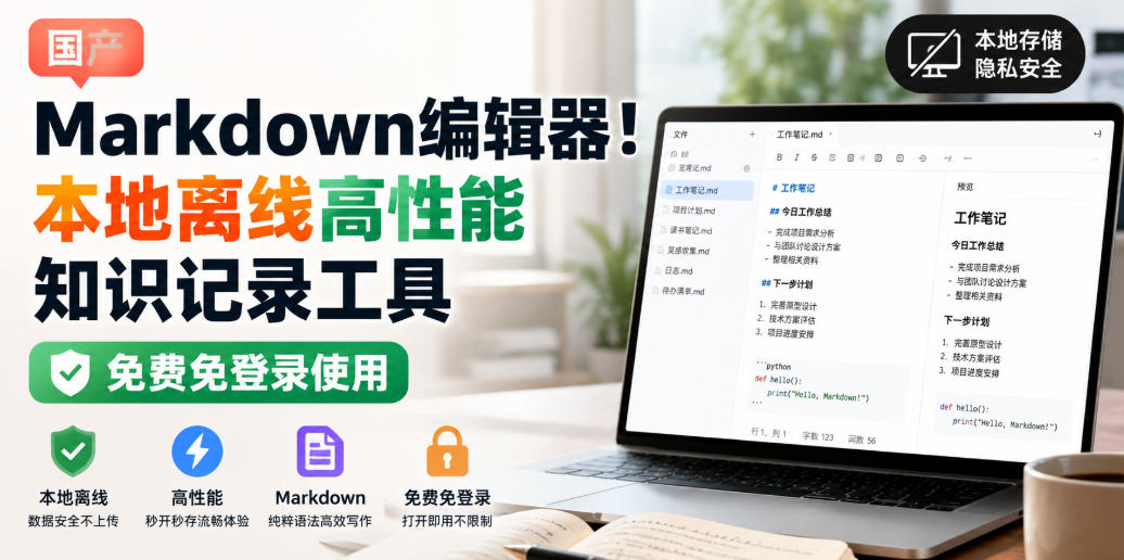 国产Markdown编辑器！本地离线高性能知识记录工具，免费免登录使用-知行阁轻创网-分享网络赚钱项目-全网首发副业项目实操平台-副业创业项目网