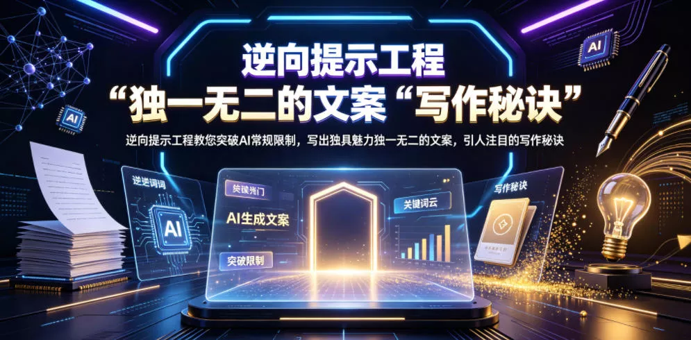 逆向提示工程教您突破AI常规限制,写出独具魅力独一无二的文案,引人注目的写作秘诀【原创双语字幕】-知行阁轻创网-分享网络赚钱项目-全网首发副业项目实操平台-副业创业项目网