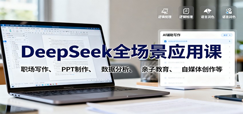 DeepSeek全场景应用课：职场写作、 PPT制作、数据分析、亲子教育、自媒体创作等-知行阁轻创网-分享网络赚钱项目-全网首发副业项目实操平台-副业创业项目网