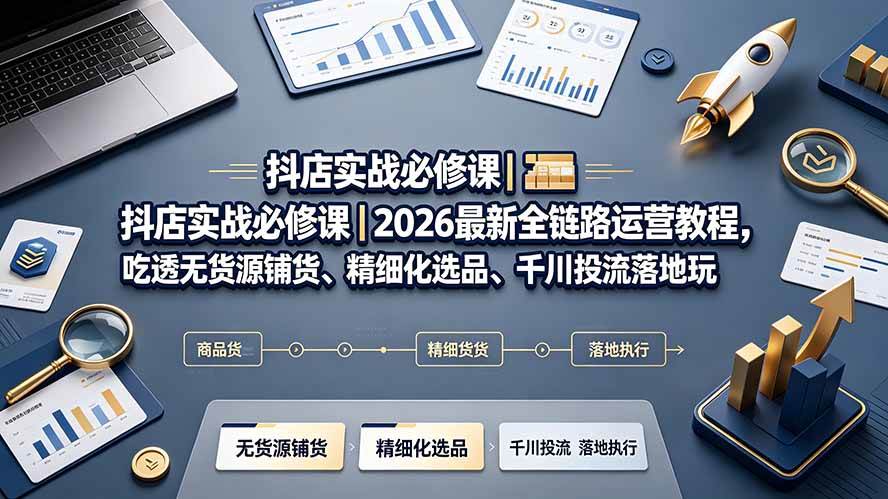 （19549期）抖店实战必修课｜2026最新全链路运营教程，吃透无货源铺货、精细化选品、千川投流落地玩法-知行阁轻创网-分享网络赚钱项目-全网首发副业项目实操平台-副业创业项目网