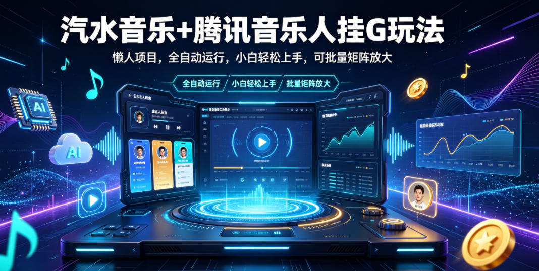 汽水音乐+腾讯音乐人挂G玩法，懒人项目，全自动运行，小白轻松上手，可批量矩阵放大【揭秘】-知行阁轻创网-分享网络赚钱项目-全网首发副业项目实操平台-副业创业项目网