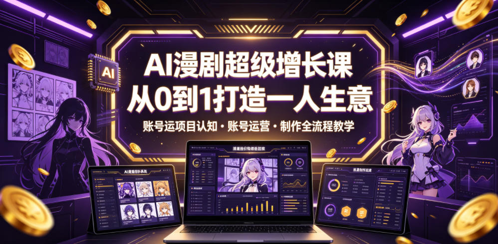 AI漫剧超级增长课,从0到1打造一人生意,项目认知・账号运营・制作全流程教学-知行阁轻创网-分享网络赚钱项目-全网首发副业项目实操平台-副业创业项目网