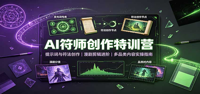 AI符师创作特训营：提示词与符法创作，漫剧剪辑进阶，多品类内容实操指南-知行阁轻创网-分享网络赚钱项目-全网首发副业项目实操平台-副业创业项目网
