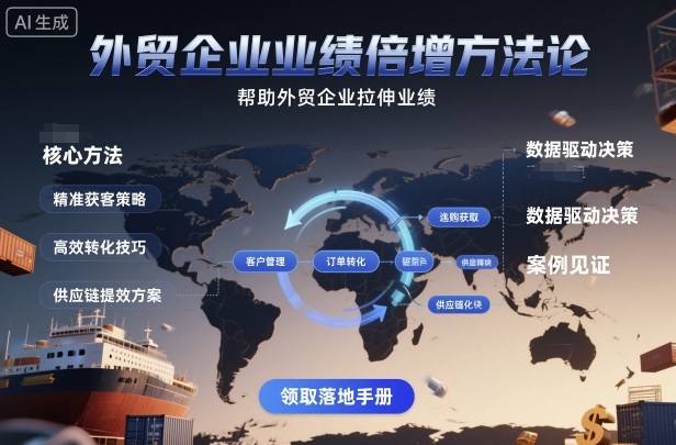 外贸企业业绩倍增方法论，帮助外贸企业拉伸业绩-知行阁轻创网-分享网络赚钱项目-全网首发副业项目实操平台-副业创业项目网