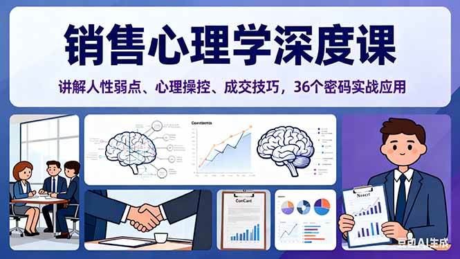 （16456期）销售心理学深度课，讲解人性弱点、心理操控、成交技巧，36个密码实战应用-知行阁轻创网-分享网络赚钱项目-全网首发副业项目实操平台-副业创业项目网