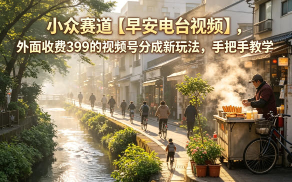 小众赛道【早安电台视频】，外面收费399的视频号分成新玩法，手把手教学-知行阁轻创网-分享网络赚钱项目-全网首发副业项目实操平台-副业创业项目网