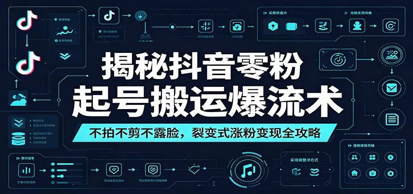 揭秘抖音零粉起号搬运爆流术：不拍不剪不露脸，裂变式涨粉变现全攻略-知行阁轻创网-分享网络赚钱项目-全网首发副业项目实操平台-副业创业项目网