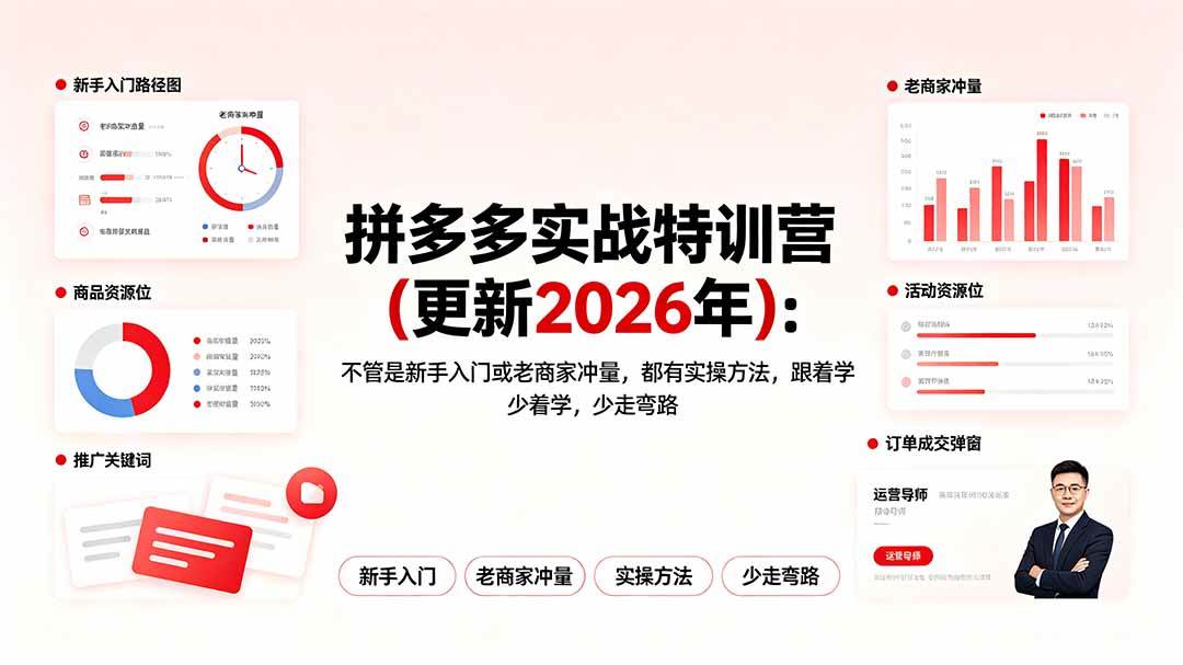 （19291期）拼多多实战特训营(更新2026年)：不管是新手入门或老商家冲量，都有实操方法，跟着学，少走弯路-知行阁轻创网-分享网络赚钱项目-全网首发副业项目实操平台-副业创业项目网