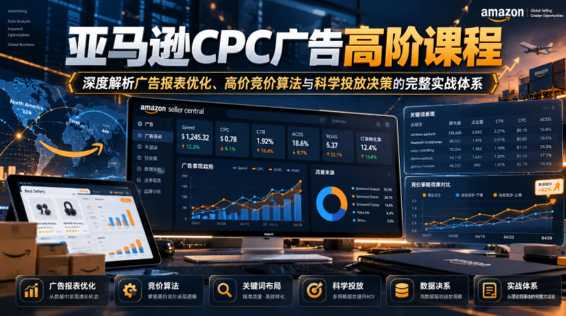 亚马逊CPC广告高阶课程，深度解析广告报表优化、高价竞价算法与科学投放决策的完整实战体系-知行阁轻创网-分享网络赚钱项目-全网首发副业项目实操平台-副业创业项目网