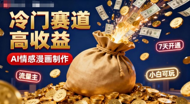 公众号冷门赛道，用AI做情感漫画，7天开通流量主，操作简单，小白可玩-知行阁轻创网-分享网络赚钱项目-全网首发副业项目实操平台-副业创业项目网