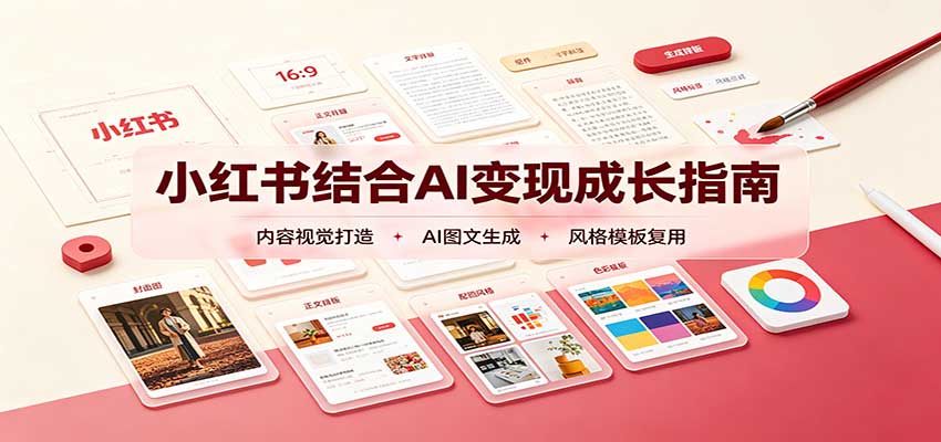 小红书结合AI变现成长指南:账号精准定位,内容视觉打造,搭建可复制流量获客体系-知行阁轻创网-分享网络赚钱项目-全网首发副业项目实操平台-副业创业项目网