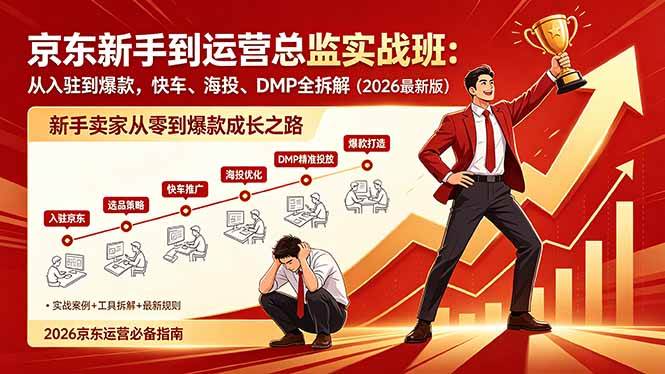 （18291期）京东新手到运营总监实战班：从入驻到爆款，快车、海投、DMP全拆解，2026最新版-知行阁轻创网-分享网络赚钱项目-全网首发副业项目实操平台-副业创业项目网