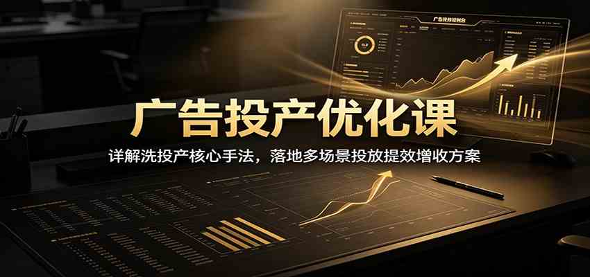 广告投产优化课:详解洗投产核心手法,落地多场景投放提效增收方案-知行阁轻创网-分享网络赚钱项目-全网首发副业项目实操平台-副业创业项目网