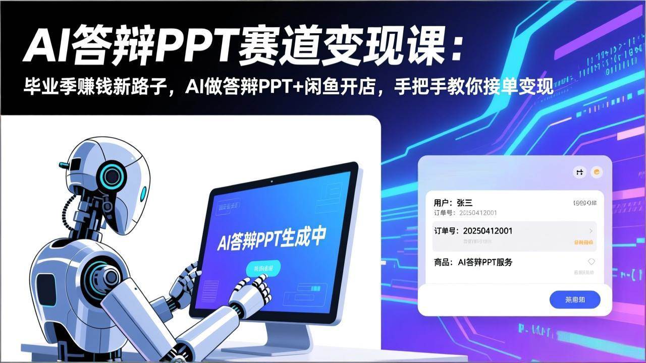 （17546期）AI答辩PPT赛道变现课：毕业季赚钱新路子，AI做答辩PPT+闲鱼开店，手把手教你接单变现-知行阁轻创网-分享网络赚钱项目-全网首发副业项目实操平台-副业创业项目网