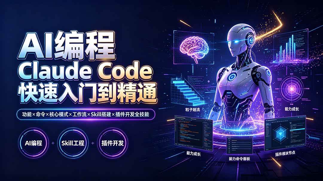 （19306期）AI编程 Claude Code快速入门到精通：功能×命令×核心模式×工作流×Skill搭建×插件开发全技能-知行阁轻创网-分享网络赚钱项目-全网首发副业项目实操平台-副业创业项目网