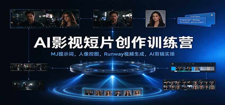 AI影视短片创作训练营：MJ提示词，人像控图，Runway视频生成，AI剪辑实操-知行阁轻创网-分享网络赚钱项目-全网首发副业项目实操平台-副业创业项目网