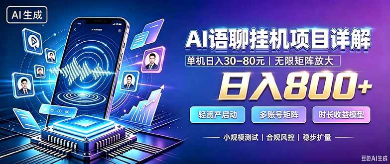 （20314期）AI语聊挂机，日入800+，适用个人副业，工作室矩阵操作-知行阁轻创网-分享网络赚钱项目-全网首发副业项目实操平台-副业创业项目网