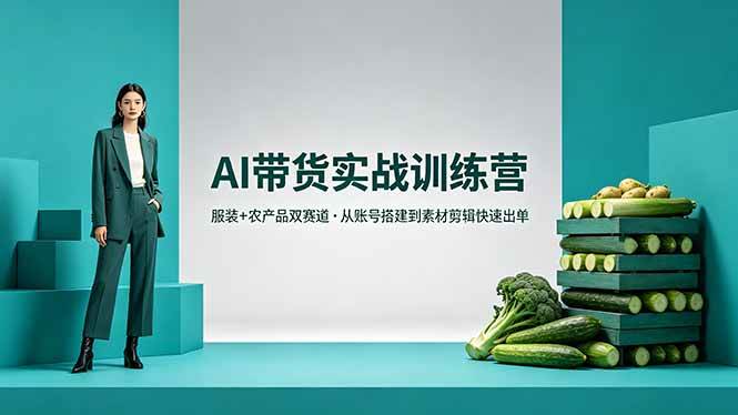 （18355期）AI带货实战训练营，服装+农产品双赛道，从账号搭建到素材剪辑快速出单-知行阁轻创网-分享网络赚钱项目-全网首发副业项目实操平台-副业创业项目网