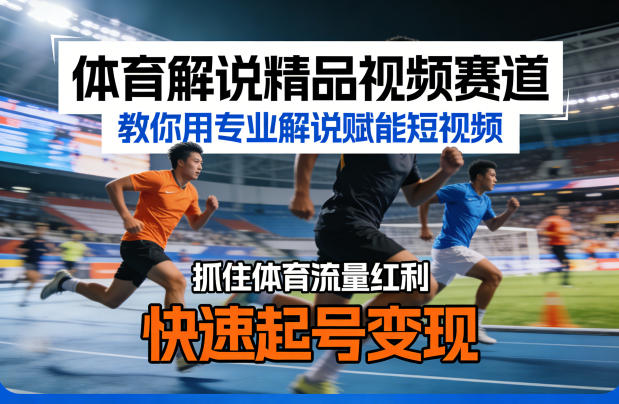 体育解说精品视频赛道，教你用专业解说赋能短视频，抓住体育流量红利，快速起号变现-知行阁轻创网-分享网络赚钱项目-全网首发副业项目实操平台-副业创业项目网