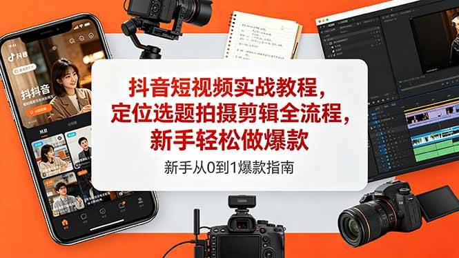 （18524期）抖音短视频实战教程，定位选题拍摄剪辑全流程，新手轻松做爆款-知行阁轻创网-分享网络赚钱项目-全网首发副业项目实操平台-副业创业项目网