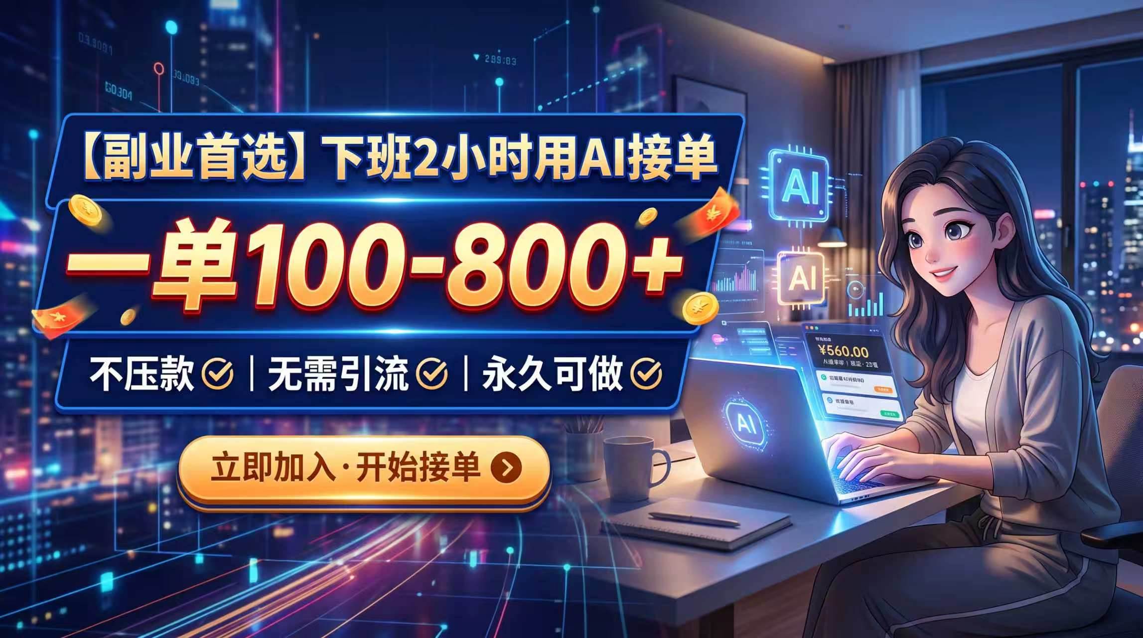 （20243期）下班2小时用AI接单，一单100-800+，不压款，无需引流，永久可做-知行阁轻创网-分享网络赚钱项目-全网首发副业项目实操平台-副业创业项目网