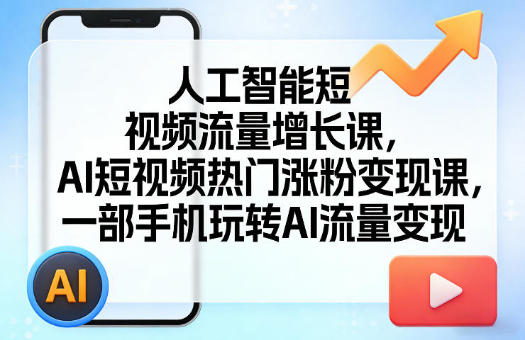 人工智能短视频流量增长课，AI短视频热门涨粉变现课，一部手机玩转AI流量变现-知行阁轻创网-分享网络赚钱项目-全网首发副业项目实操平台-副业创业项目网