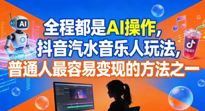 全程都是AI操作，抖音汽水音乐人玩法，普通人最容易变现的方法之一-知行阁轻创网-分享网络赚钱项目-全网首发副业项目实操平台-副业创业项目网