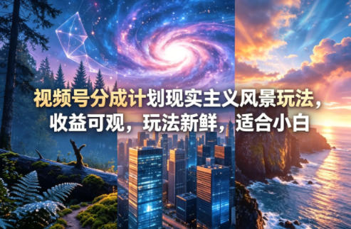 视频号分成计划现实主义风景玩法，收益可观，玩法新鲜，适合小白-知行阁轻创网-分享网络赚钱项目-全网首发副业项目实操平台-副业创业项目网