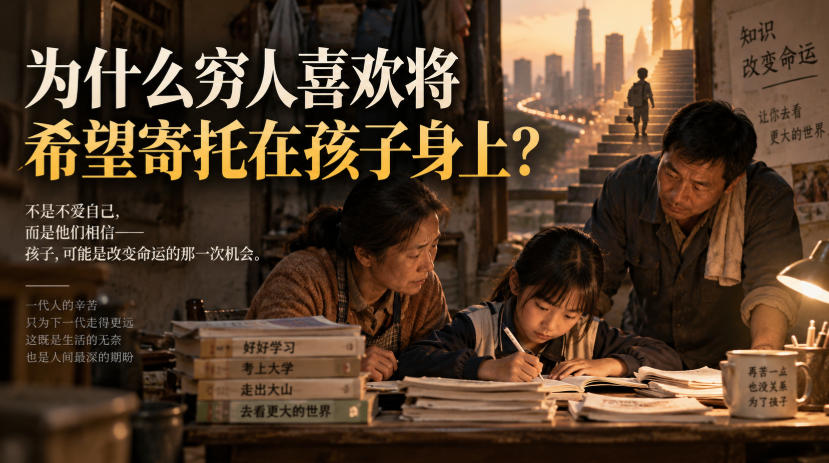 某社群精品文章：为什么穷人喜欢将希望寄托在孩子身上？-知行阁轻创网-分享网络赚钱项目-全网首发副业项目实操平台-副业创业项目网