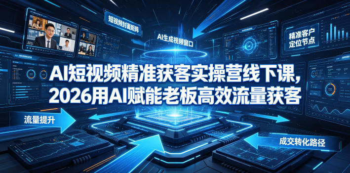 AI短视频精准获客实操营6月10-14号线下课，2026用AI赋能老板高效流量获客-知行阁轻创网-分享网络赚钱项目-全网首发副业项目实操平台-副业创业项目网
