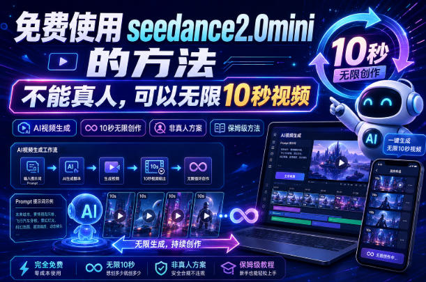 免费使用seedance2.0mini的方法,不能真人,可以无限10秒视频,9图+3音频参考 免费使用seedance2.0mini的方法,不能真人,可以无限10秒视频,9图+3音频参考