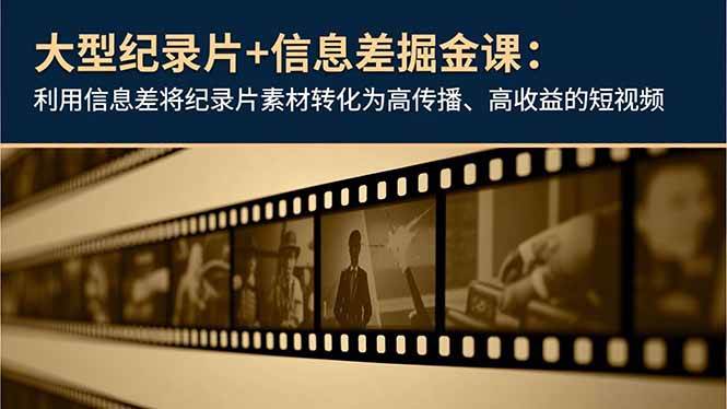 （16741期）大型纪录片+信息差掘金课：利用信息差将纪录片素材转化为高传播、高收益的短视频-知行阁轻创网-分享网络赚钱项目-全网首发副业项目实操平台-副业创业项目网