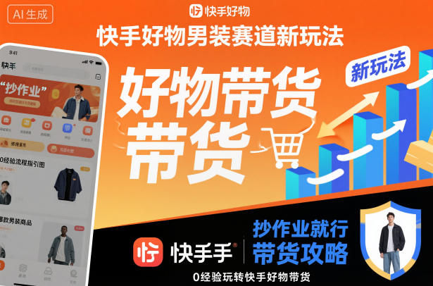快手好物男装赛道新玩法，抄作业就行，0经验玩转快手好物带货-知行阁轻创网-分享网络赚钱项目-全网首发副业项目实操平台-副业创业项目网
