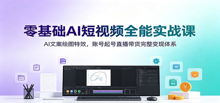 零基础AI短视频全能实战课:AI文案绘图特效,账号起号直播带货完整变现体系-知行阁轻创网-分享网络赚钱项目-全网首发副业项目实操平台-副业创业项目网