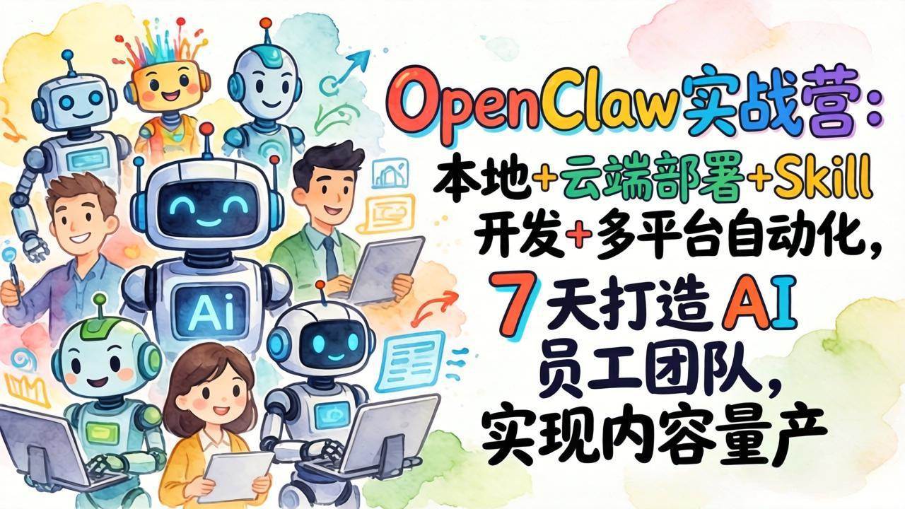 （17673期）OpenClaw实战营-更新：本地+云端部署+Skill开发+多平台自动化，7天打造AI员工团队+实现内容量产-知行阁轻创网-分享网络赚钱项目-全网首发副业项目实操平台-副业创业项目网